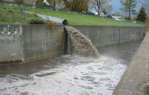 Storm water flowing into the Portneuf River in Pocatello