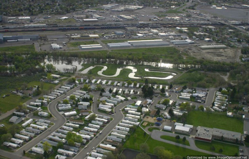 Sacajawea Park storm water wetland during spring floods, Pocatello